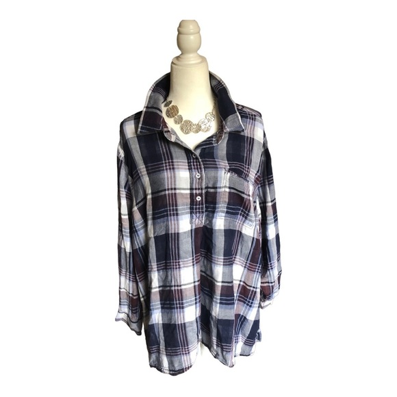 🌻 4/$25  Lane Bryant Plaid Buttondown Shirt - Picture 2 of 5